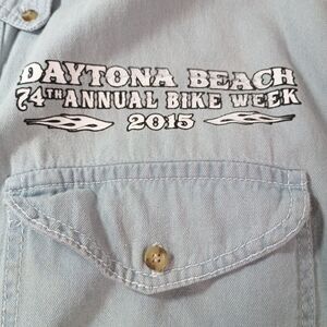 Biker Wear USA 2XL 74th Annual Daytona Bike Week 2015 Faded Denim Sleeveless